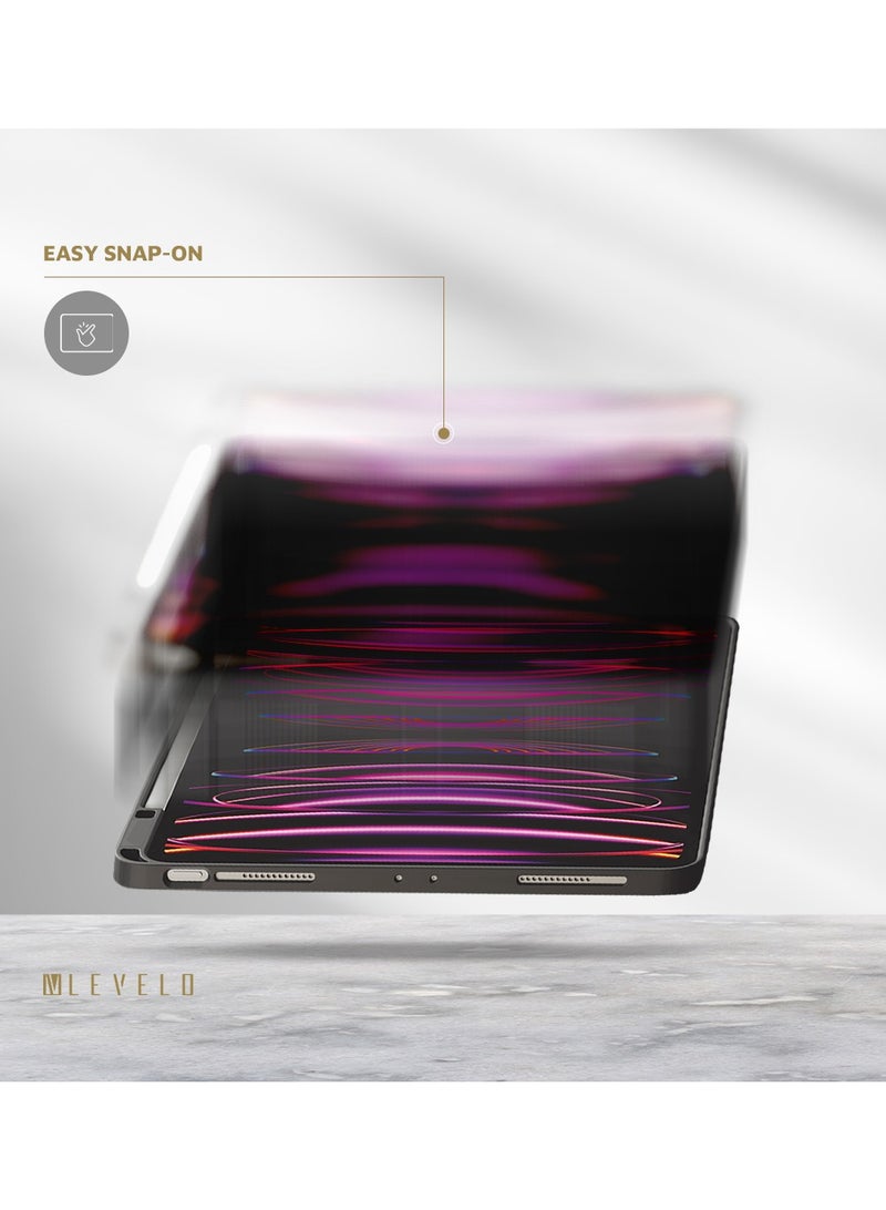 LEVELO Elegant Hybrid Leather Case for iPad Pro 12.9 /Shock Absorbent/Bumper Case/Precise Cut-Outs- Black - Image 4