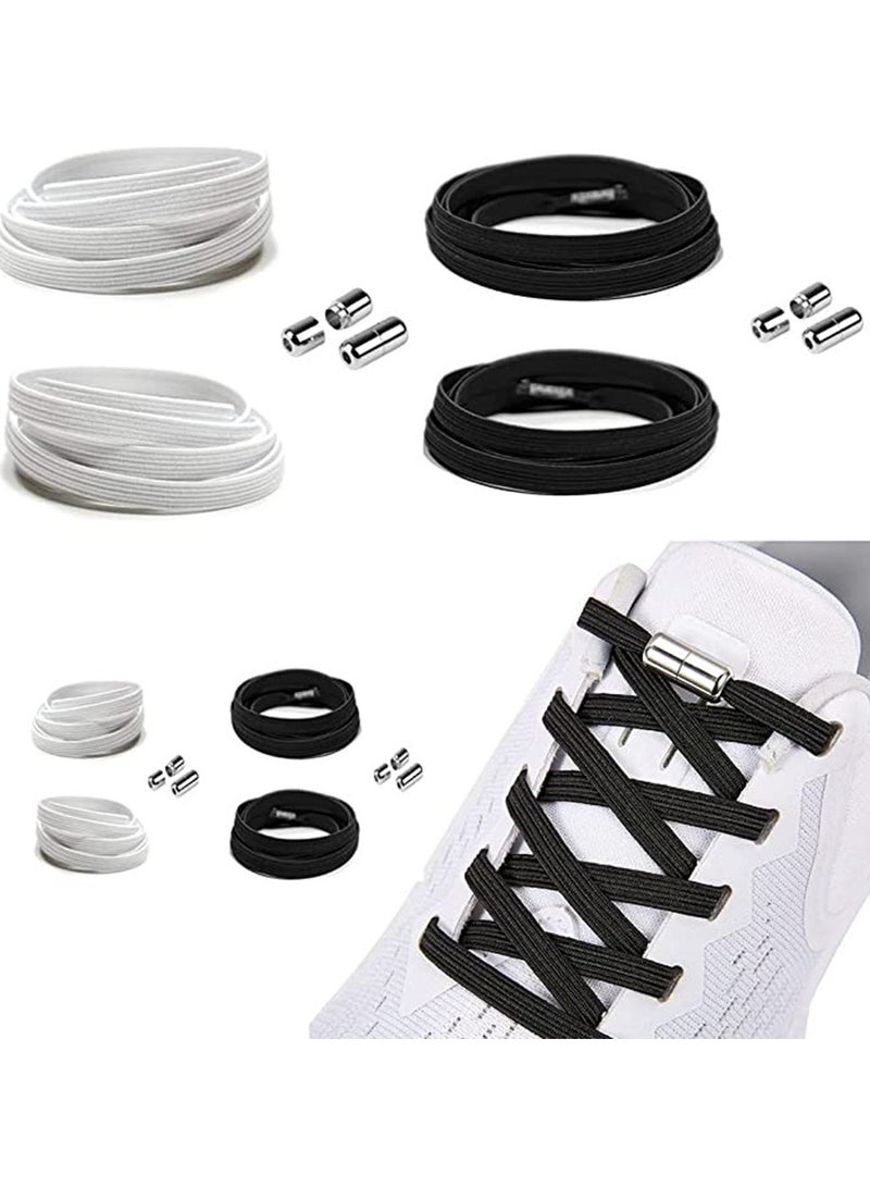 2 أزواج من مرونة الأربطة المعدنية غير المربوطة قفل رباط الحذاء للأطفال الكبار أحذية رياضية سريعة رباط الحذاء نصف دائرة - Image 2