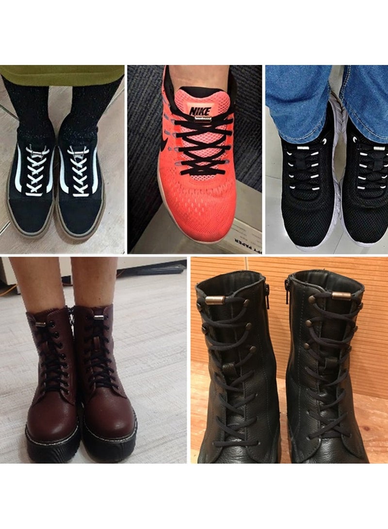 2 أزواج من مرونة الأربطة المعدنية غير المربوطة قفل رباط الحذاء للأطفال الكبار أحذية رياضية سريعة رباط الحذاء نصف دائرة - Image 4