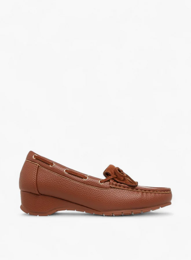 Paprika Fringe Accent Wedge Heel Loafers