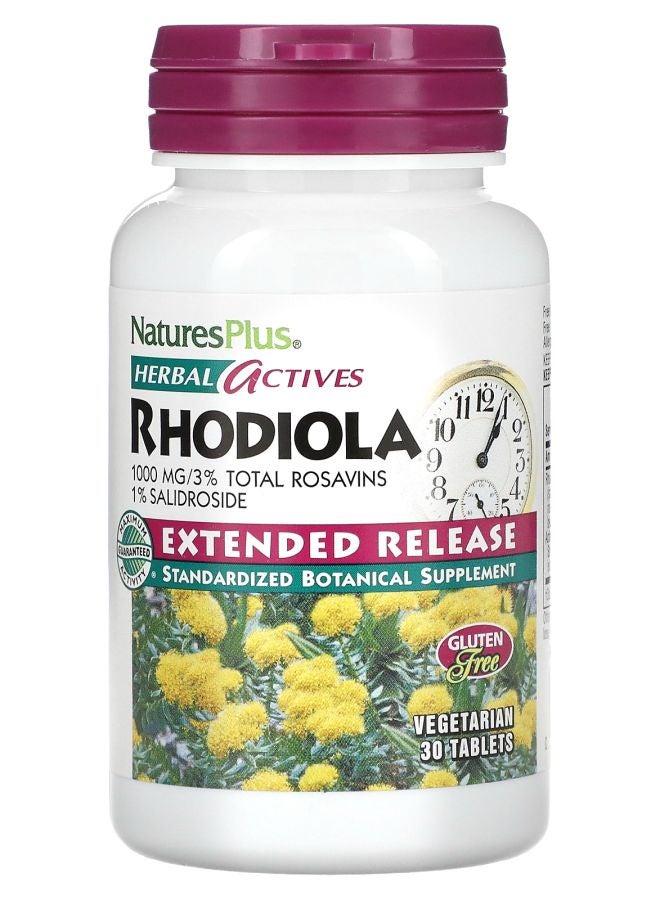 NaturesPlus Herbal Actives Rhodiola Extended Release 1000 mg 30 Vegetarian Tablets - Image 1