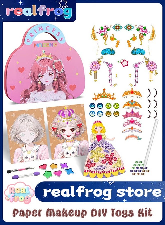 Realfrog Art Craft Activity for Kids, Paper Craft Kits - Paper Makeup DIY Girls Toy Kit with Diamond Painting & Princess Dress Up Set, Ideal Birthday Party Gift for Girls Ages 4 5 6 7 8 9+ Year Old - Image 1