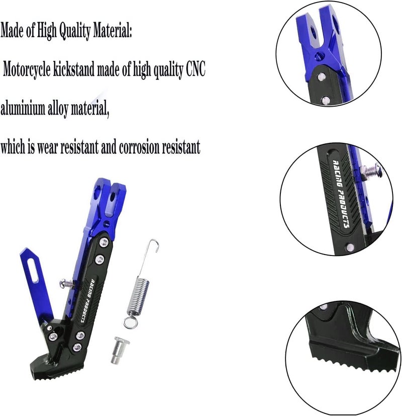 Adsspro Universal Motorcycle Kickstand Accessories Motor Scooter Modified CNC Aluminum Alloy Adjustable Tripod Holder Kickstand Foot Side Support Stand Motor Scooter Motorbike Motocross Dit Pit Bike - Image 4