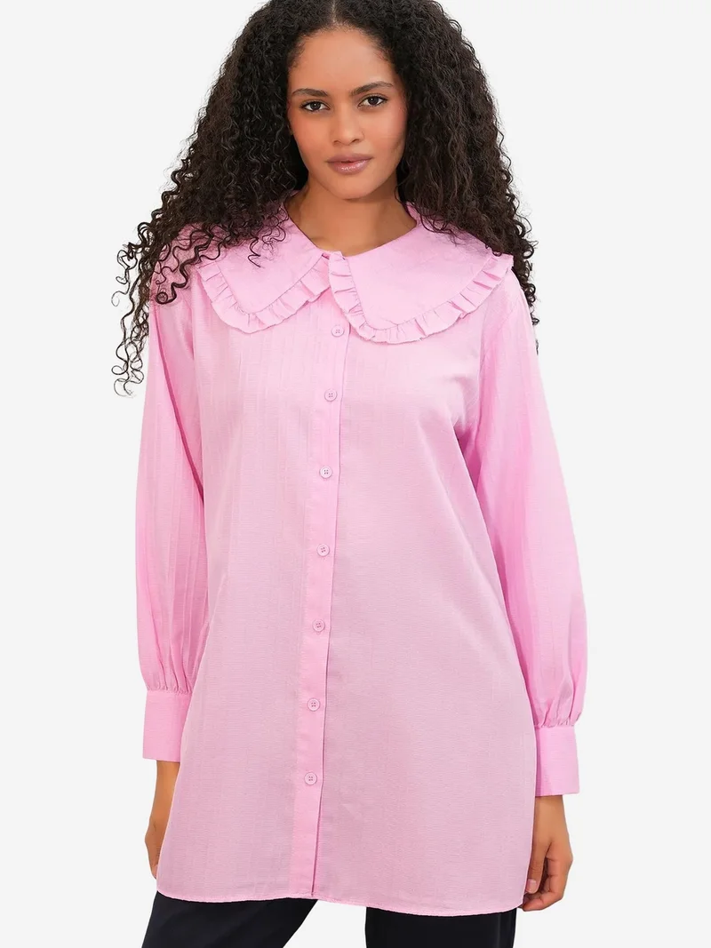 BDART Long-sleeve Textured Shirt With Baby Collar