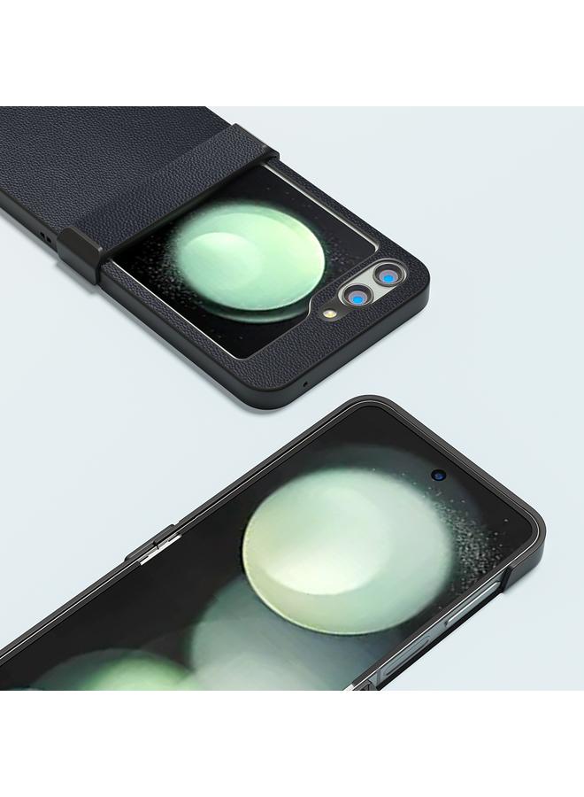 S-TOP Case For Samsung Galaxy Z Flip5 ABEEL Three-stage Genuine Leather Elegant Black Edge Phone Case - Image 3