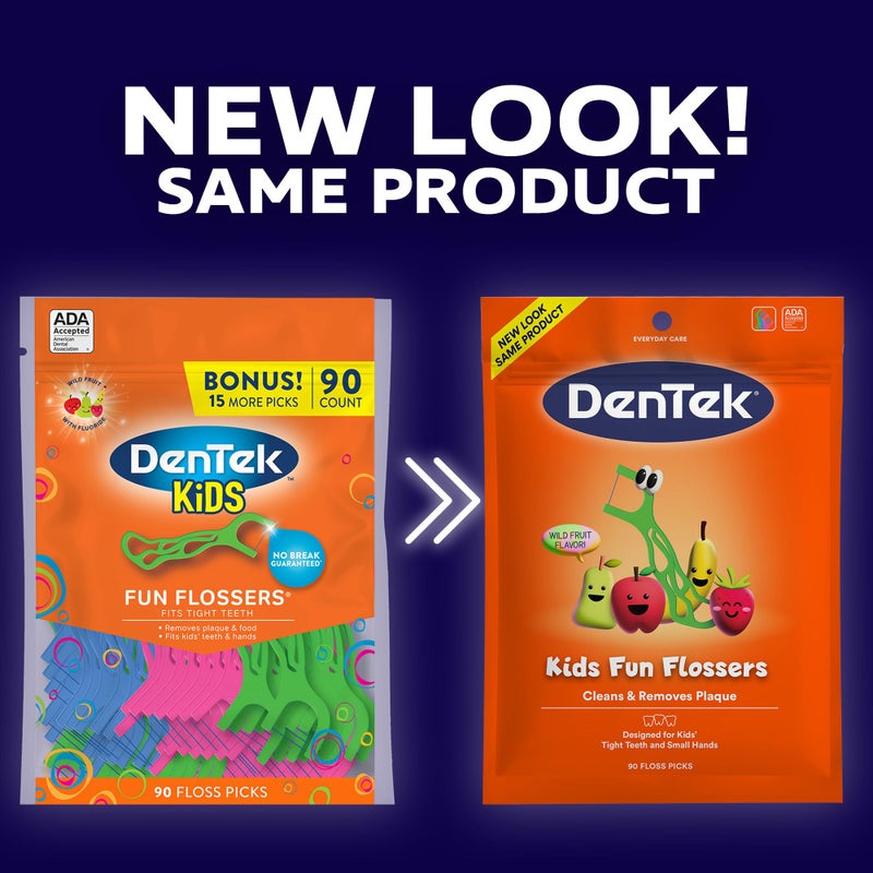 DenTek Fun Flossers â€“ Kids Floss Picks with Wild Fruit Flavor, 90 Count - Image 2