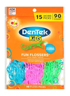 Dentek DenTek Kids Fun Flossers, Floss Picks, Removes Food & Plaque, 90 Count  - Image 1