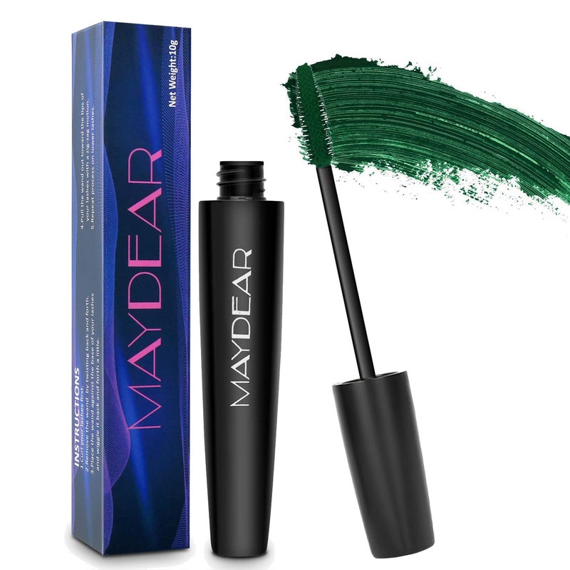 Maydear Dark Green Waterproof Long Lasting Smudgeproof Mascara for Women's Eye Makeup - Image 1