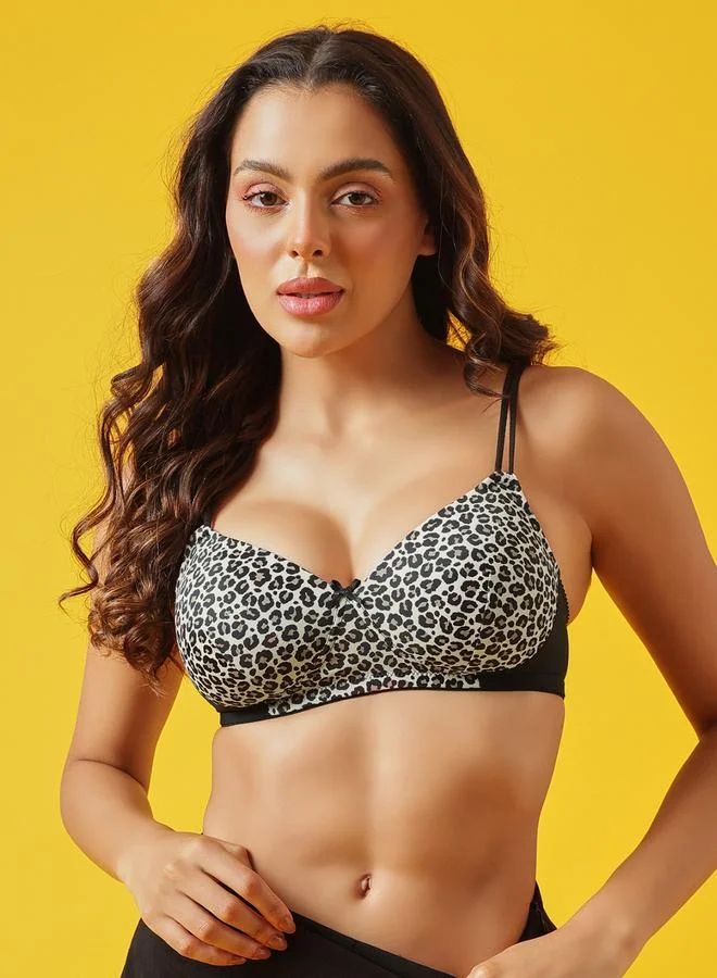 كلوفيا حمالة صدر تيشيرت بتغطية كاملة مع حشوة وبدون سلك وطبعة حيوانات