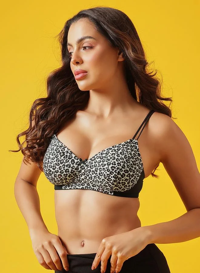 كلوفيا حمالة صدر تيشيرت بتغطية كاملة مع حشوة وبدون سلك وطبعة حيوانات