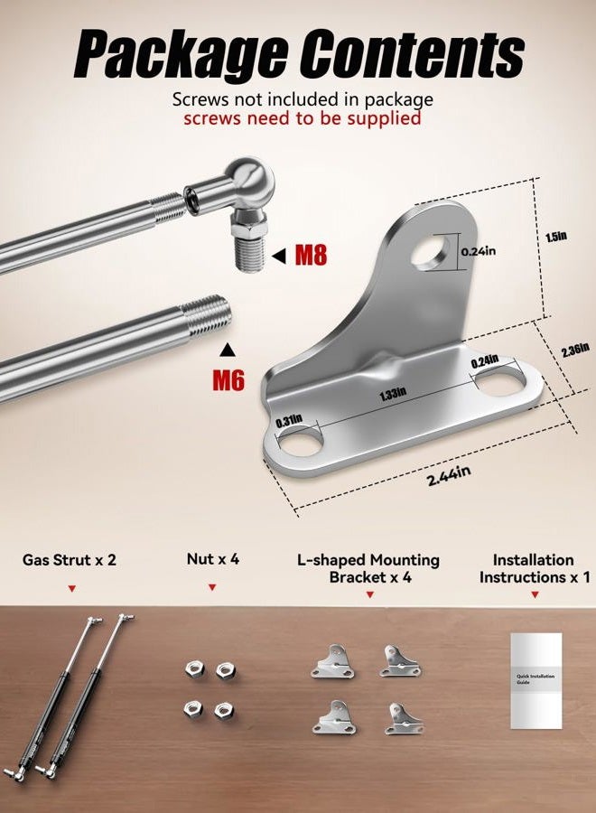 Vepagoo 20 Inch 150 lb/667N Per Gas Shock Strut Spring for RV Bed Boat Bed Cover Door Lids Floor Hatch Door Shed Window and Other Custom Heavy Duty Project, a Set of 2 with L Mounts - Image 3