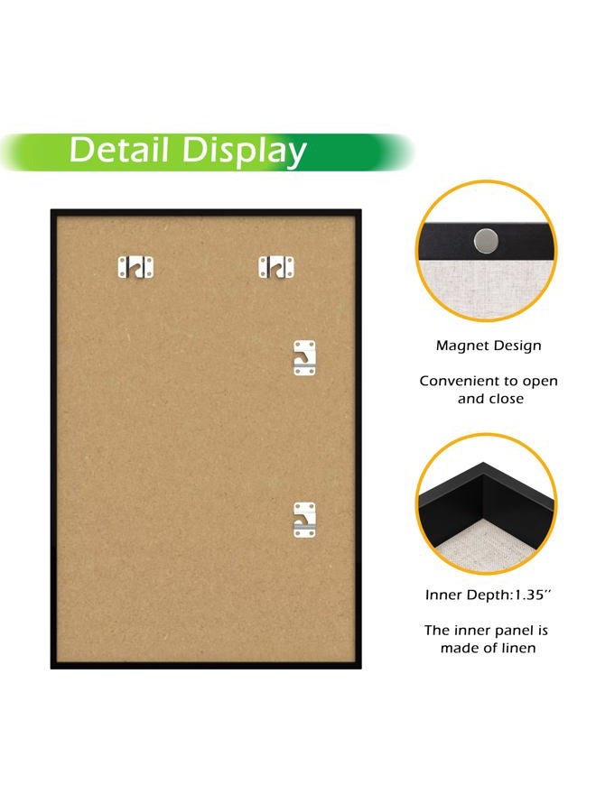 FrameWorks 12x18 Deep Shadow Box Frame, Wooden Display Case w. Linen Board & Tempered Glass Door - Grey Woodgrain - Large - Wall Mounted - Image 3