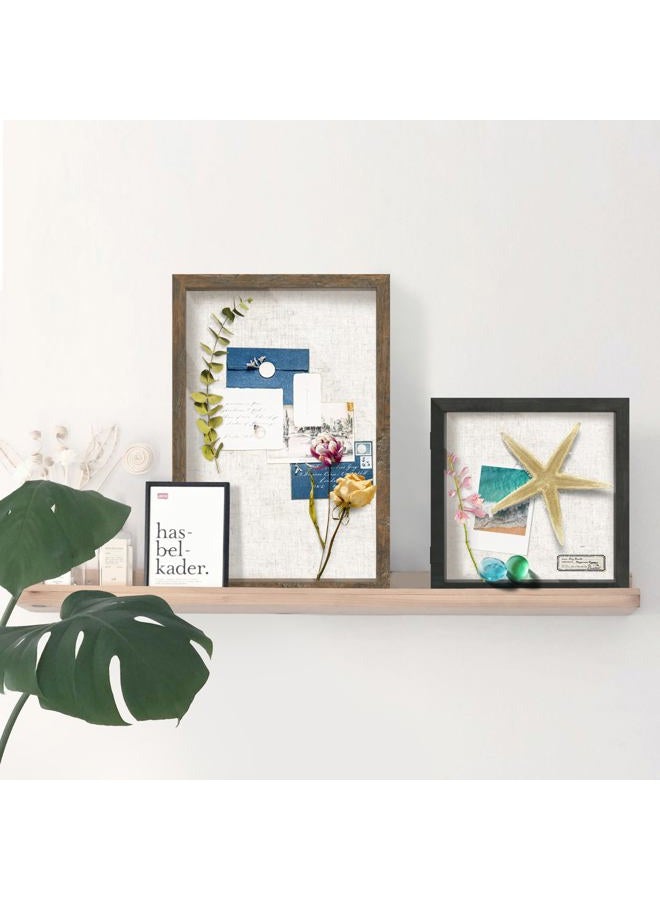 FrameWorks 12x18 Deep Shadow Box Frame, Wooden Display Case w. Linen Board & Tempered Glass Door - Grey Woodgrain - Large - Wall Mounted - Image 5
