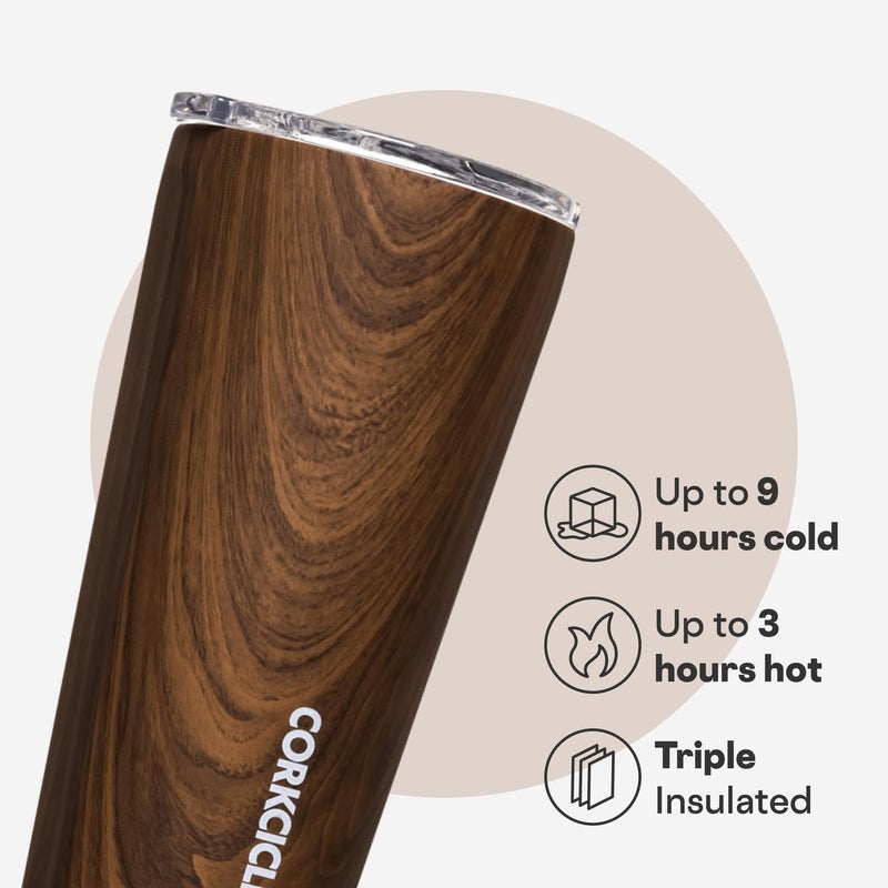 Corkcicle Classic Tumbler - Keeps Drinks Cold for 9 Hours & Hot for 3 - Triple-Insulated Stainless Steel - Holiday Tumbler Gift - 16 oz - Walnut Wood - Image 3