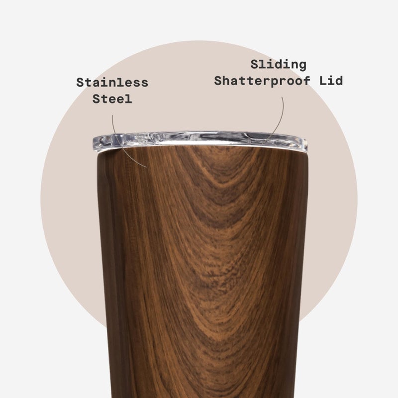 Corkcicle Classic Tumbler - Keeps Drinks Cold for 9 Hours & Hot for 3 - Triple-Insulated Stainless Steel - Holiday Tumbler Gift - 16 oz - Walnut Wood - Image 5