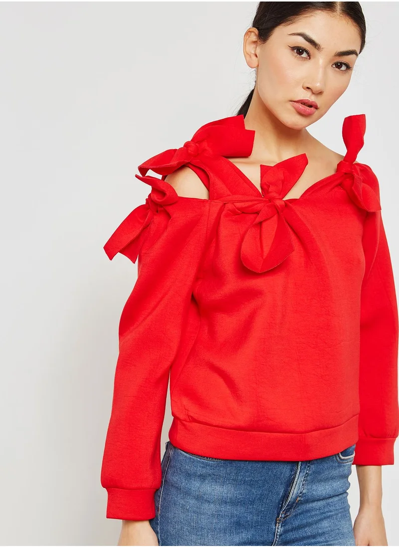 LOST INK Bardot Bow Sweatshirt