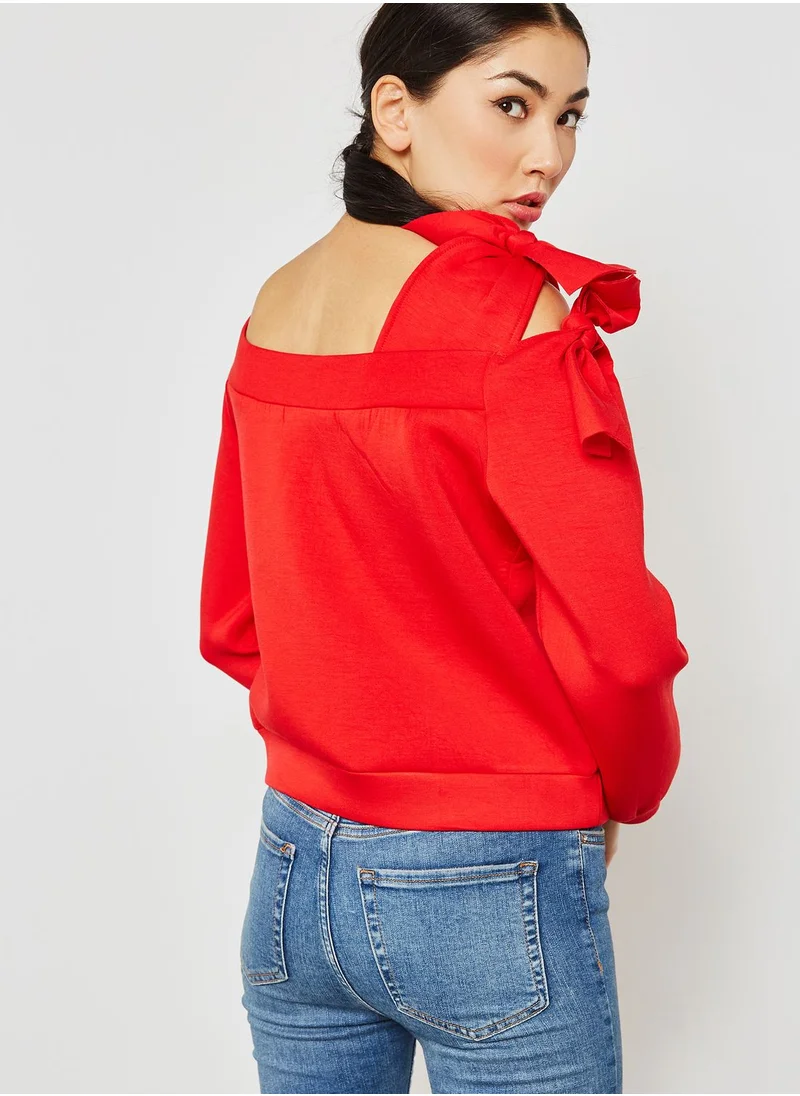 LOST INK Bardot Bow Sweatshirt