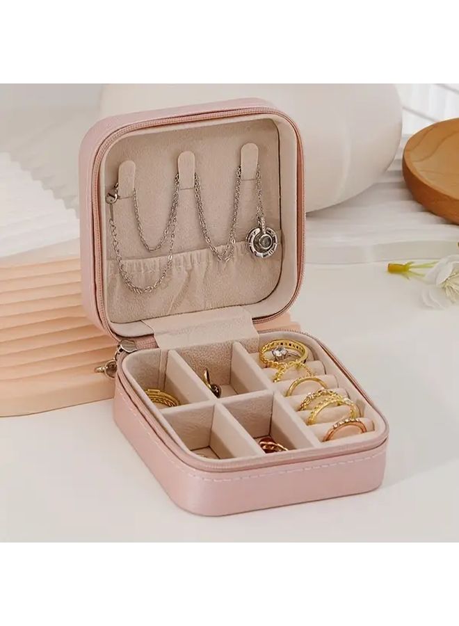 Cherry Blossom Pink Jewelry Organizer Box with Hooks for Necklaces Earrings Rings - Image 1