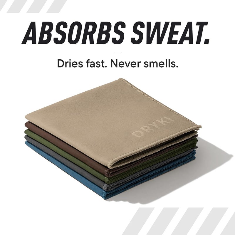 DRYKI Sweat Absorbing Handkerchiefs - The Original Pocket-Sized Sweat Towels - Quick-Dry Microfiber Sweat Rags for Face, Hands, & Body - Men & Women - Gym, Sports, and Work (Forest: 5 Pack) - Image 3