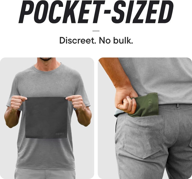 DRYKI Sweat Absorbing Handkerchiefs - The Original Pocket-Sized Sweat Towels - Quick-Dry Microfiber Sweat Rags for Face, Hands, & Body - Men & Women - Gym, Sports, and Work (Forest: 5 Pack) - Image 4