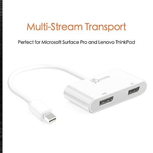 j5create Mini DisplayPort to Dual DisplayPort Adapter Mini-DisplayPort (20 Pin) Male | Dual Female DisplayPort (20 Pin) | Compatible with Windows Devices - Image 3