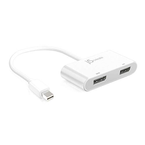 j5create Mini DisplayPort to Dual DisplayPort Adapter Mini-DisplayPort (20 Pin) Male | Dual Female DisplayPort (20 Pin) | Compatible with Windows Devices - Image 1