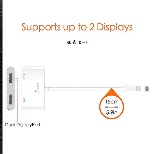 j5create Mini DisplayPort to Dual DisplayPort Adapter Mini-DisplayPort (20 Pin) Male | Dual Female DisplayPort (20 Pin) | Compatible with Windows Devices - Image 4