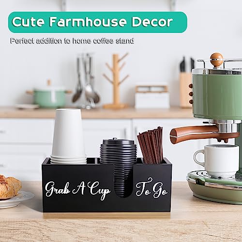 ALELION Coffee Cup Holder for Countertop - Wood Coffee Bar Accessories and Organizer - Coffe Station Organizer for Cup Lid Stirrers Pod - Image 4