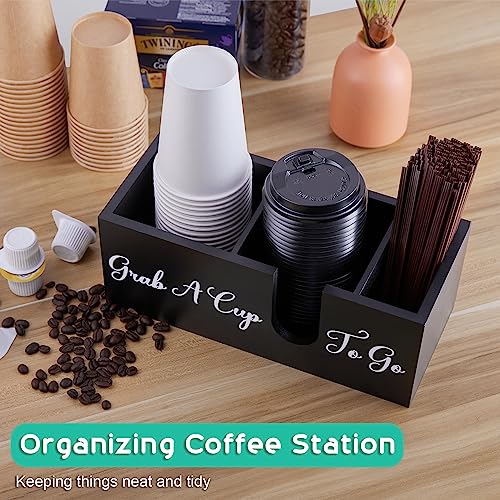 ALELION Coffee Cup Holder for Countertop - Wood Coffee Bar Accessories and Organizer - Coffe Station Organizer for Cup Lid Stirrers Pod - Image 2