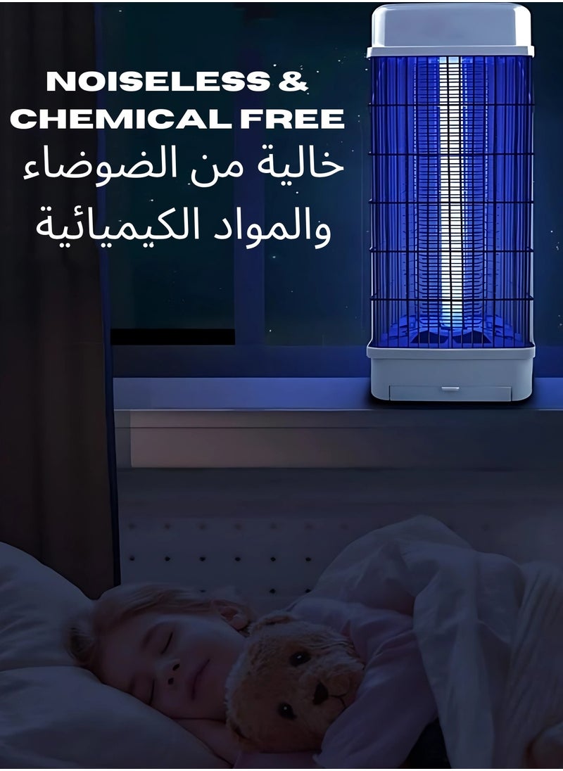 ف.ا.م.س مصباح قاتل البعوض - فخ الحشرات بالأشعة فوق البنفسجية للاستخدام الداخلي والخارجي، بدون مواد كيميائية، موفر للطاقة، تشغيل هادئ، تغطية واسعة، تصميم عصري مع صينية تنظيف قابلة للإزالة  - Image 5