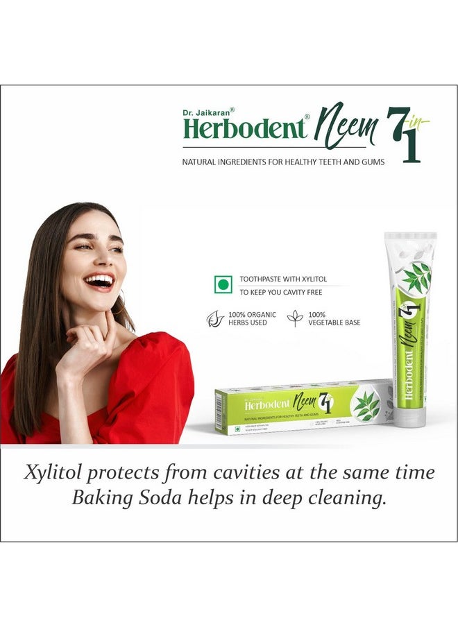Herbodent ® Neem 7 In 1 Toothpasteorganic Herbsneem Black Seed & Xylitol For Anti Cavitycardamom & Mint For Taste & Freshnessbaking Soda For Excellent Cleaningno Fluoride No Paraben 6.53Oz (1)  - Image 3