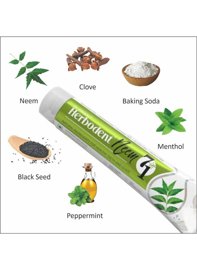 Herbodent ® Neem 7 In 1 Toothpasteorganic Herbsneem Black Seed & Xylitol For Anti Cavitycardamom & Mint For Taste & Freshnessbaking Soda For Excellent Cleaningno Fluoride No Paraben 6.53Oz (1)  - Image 2