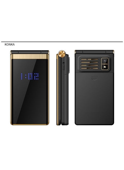 Flip Feature Phone with Dual Screens and Physical Keypad
