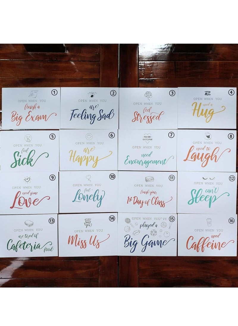 SYOSI Open When Envelopes16 Pieces Romantic Long Distance Relationship Gift Colorful Open Letters Leaving Gift University College Care Package Home Gift for Daughter Son  - Image 4