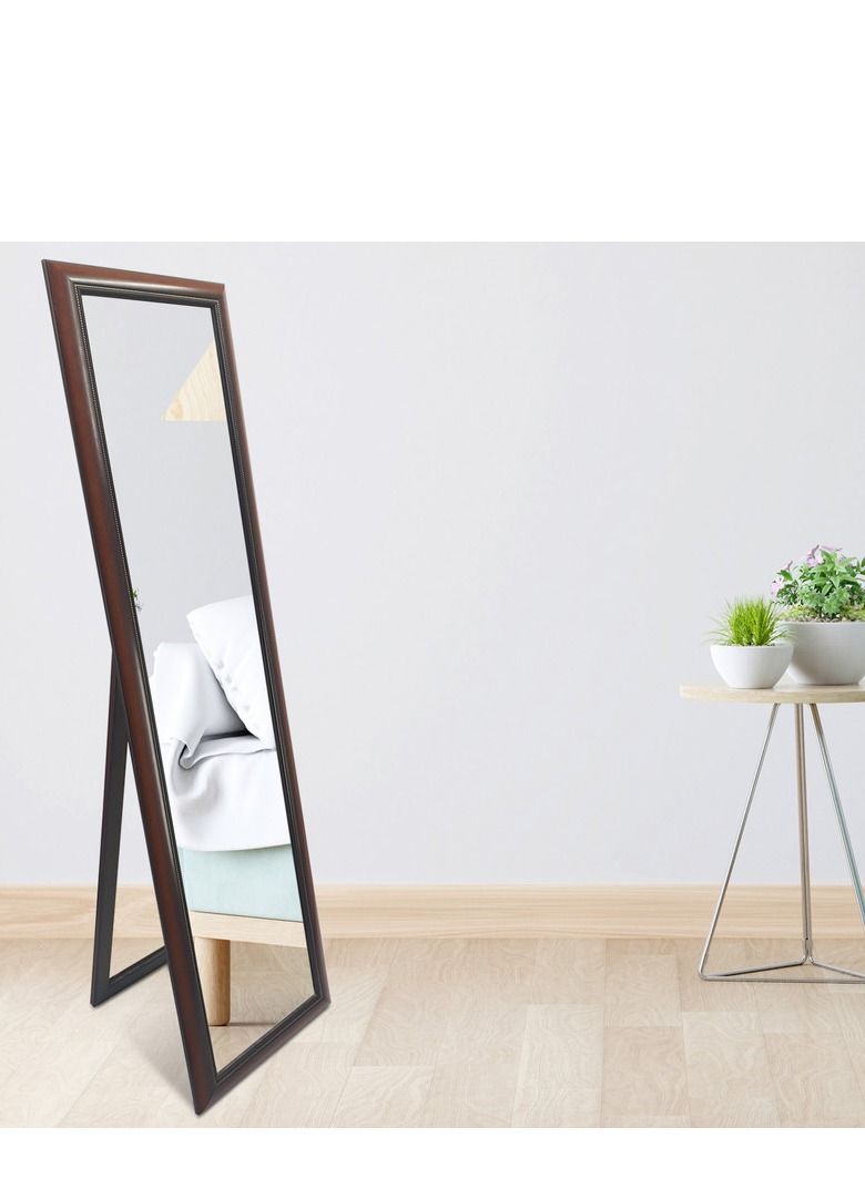 Decorhills DECORHILLS 50*150cm Outer Size Full Length Stand Mirror Large Rectangle for Bedroom and Floor PVC Thin Frame (MEHROON 40*140cm Inner Size) - Image 1