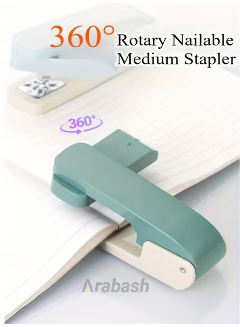 Arabash 360° Rotating Desktop Stapler - Manual Operation, Green, , , 25-Sheet Capacity, Durable Metal Construction, Ergonomic Design for Office and Home Use - Image 1