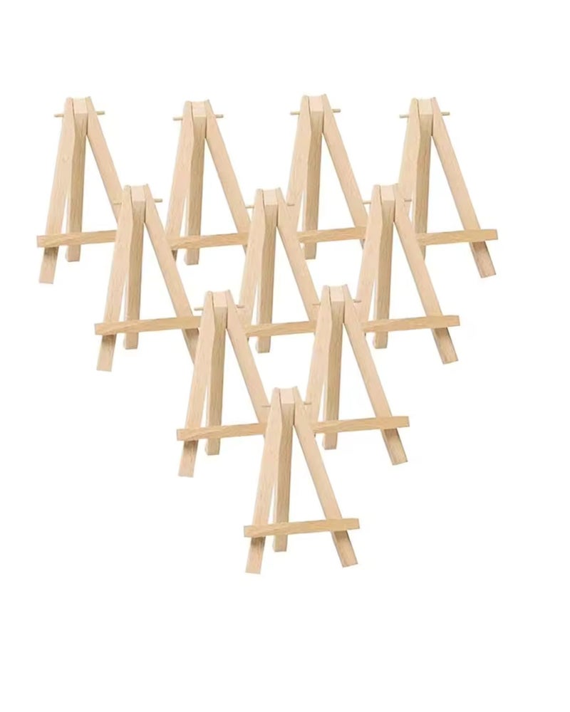 Snoogg 10 Pcs 6 Inch Natural Wooden Mini Easel Stand Artist Easel Wood Stand Tripod Small Easels for Tabletop Canvas Painting Arts Crafts Card Business (6 Inch 10 Pc) - Image 2