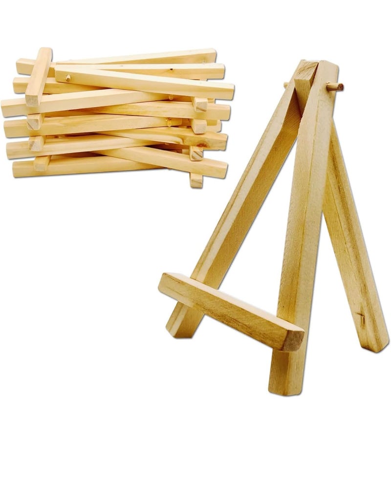 Snoogg 10 Pcs 6 Inch Natural Wooden Mini Easel Stand Artist Easel Wood Stand Tripod Small Easels for Tabletop Canvas Painting Arts Crafts Card Business (6 Inch 10 Pc) - Image 1
