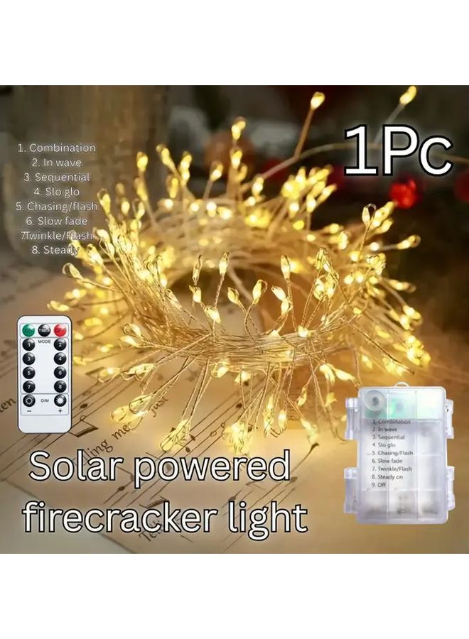 White 3M 100LEDs Battery Box Firecracker String With Remote Control Eight Lighting Modes For Christmas Halloween Indoor Outdoor Decoration - Image 2