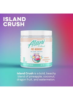 Alani Nu Pre Workout Powder Amino Energy Boost Endurance Supplement Sugar Free 200mg Caffeine L-Theanine, Beta-Alanine, Citrulline - 30 Servings Island Crush  - Image 3
