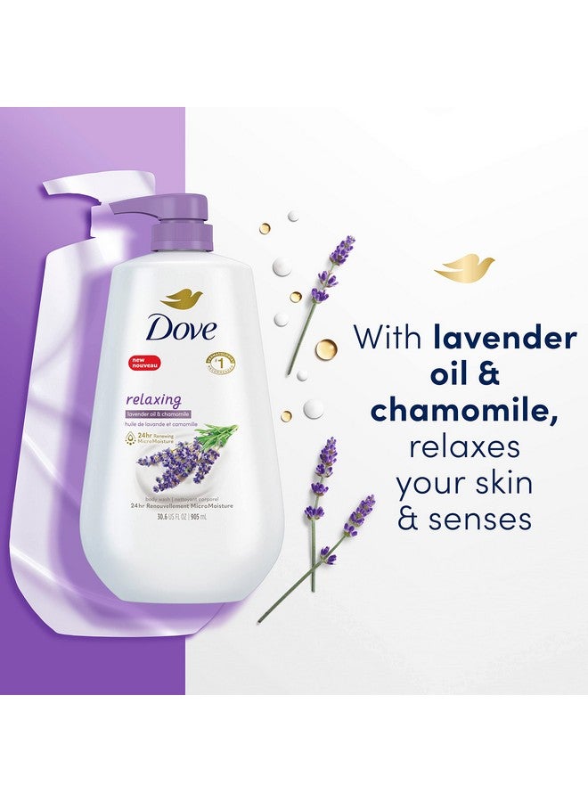 Dove Body Wash with Pump Relaxing Lavender Oil & Chamomile 3 Count for Renewed, Healthy-Looking Skin Gentle Skin Cleanser with 24hr Renewing MicroMoisture 30.6 oz - Image 1