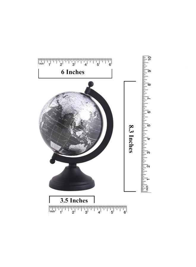 Rely+ 5" World Globe With Sturdy Metal Stand (NOT PLASTIC!) - Desktop Globe For Home Desk Table Office Decor - Book Shelf Decor Globe - 5 Inch - Metallic Black - Image 4