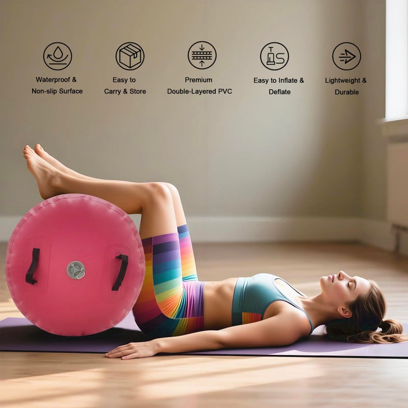 GONFLABLE Air Roller Gymnastics Barrel Inflatable Tumbling Roller Air Mat with Electric Pump for Backhandspring Training Yoga Cheerleading Home Use Gym (Pink-Air Roller, 4ft x 31.5inch) - Image 3
