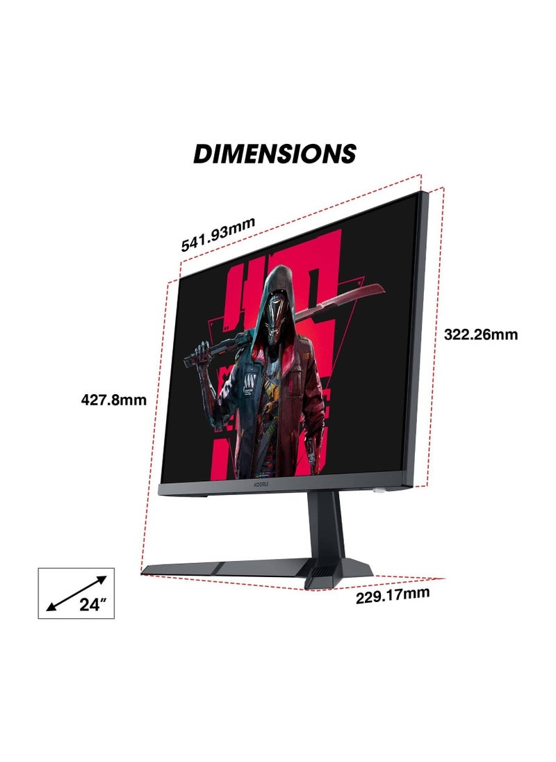 KOORUI - 24-Inch FHD IPS Gaming Monitor, Ultra Slim Frame, 165Hz Refresh Rate, 1ms Response Time, 99% sRGB, FreeSync (G-Sync Compatible) VESA Mountable, HDMI / DisplayPort, Black | 24E3 - Image 1