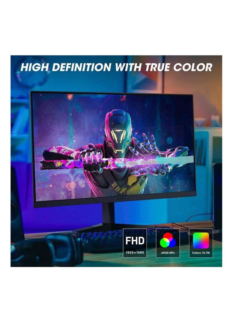 KOORUI - 24-Inch FHD IPS Gaming Monitor, Ultra Slim Frame, 165Hz Refresh Rate, 1ms Response Time, 99% sRGB, FreeSync (G-Sync Compatible) VESA Mountable, HDMI / DisplayPort, Black | 24E3 - Image 1