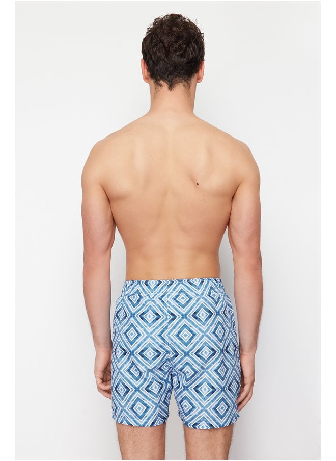 trendyol Gray Standard Size Geometric Print Swim Shorts TMNSS24DS00017  - Image 5