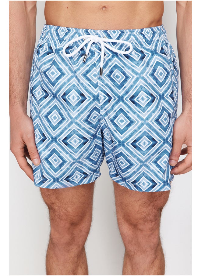 trendyol Gray Standard Size Geometric Print Swim Shorts TMNSS24DS00017  - Image 4