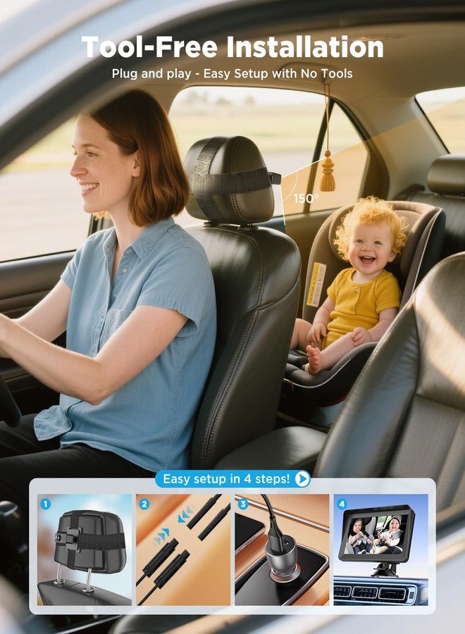 NIVEOLI Baby Car Camera for 2 Kids - 7" IPS Split Screen HD 1080P, Dual Cams with IR Night Vision & 150° Wide Angle - USB Powered Easy Install Backseat Monitor for Twins/Siblings Safety-VV - Image 2