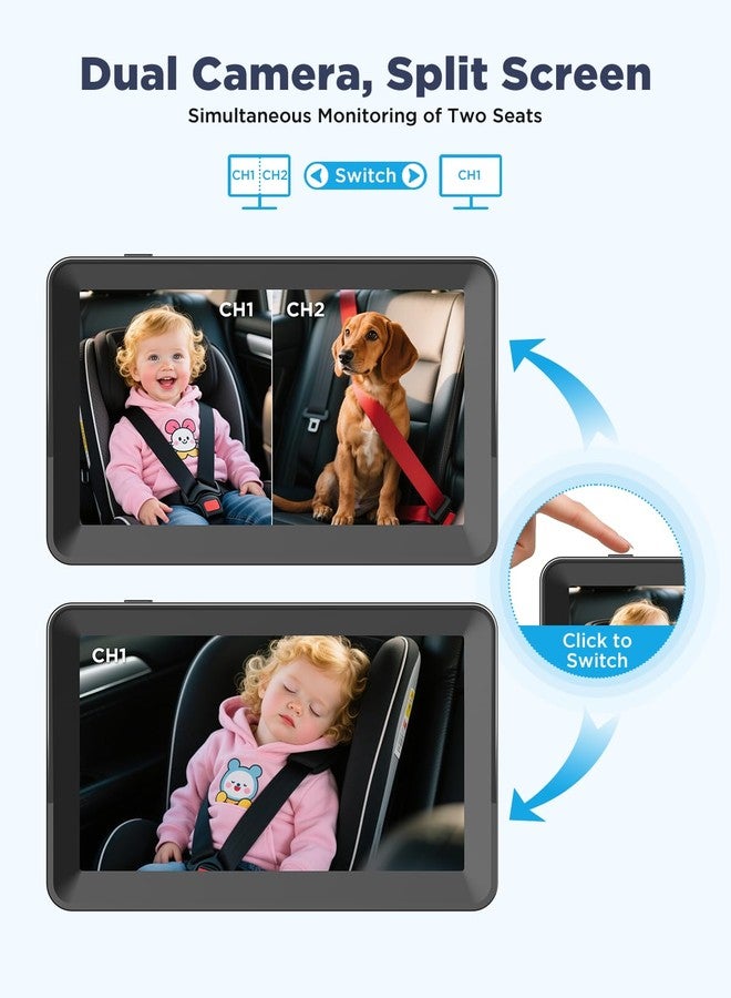 NIVEOLI Baby Car Camera for 2 Kids - 7" IPS Split Screen HD 1080P, Dual Cams with IR Night Vision & 150° Wide Angle - USB Powered Easy Install Backseat Monitor for Twins/Siblings Safety-VV - Image 4