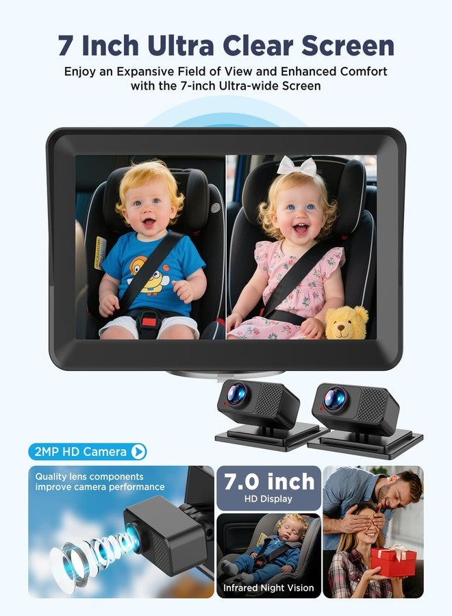 NIVEOLI Baby Car Camera for 2 Kids - 7" IPS Split Screen HD 1080P, Dual Cams with IR Night Vision & 150° Wide Angle - USB Powered Easy Install Backseat Monitor for Twins/Siblings Safety-VV - Image 3